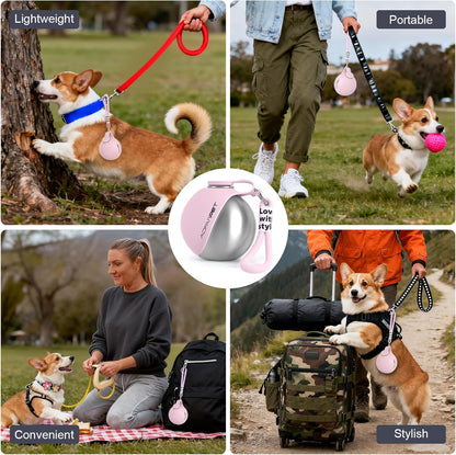 Stainless Steel 10oz Portable Dog Water Bottle with Integrated Bowl - No-Spill Travel Dispenser for Small Dogs, Ideal for Walking and Hiking