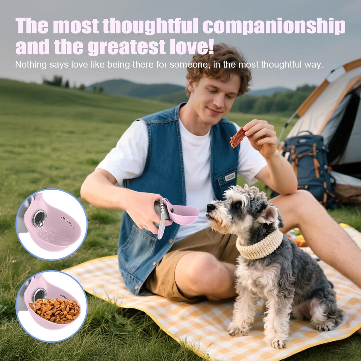 Stainless Steel 10oz Portable Dog Water Bottle with Integrated Bowl - No-Spill Travel Dispenser for Small Dogs, Ideal for Walking and Hiking